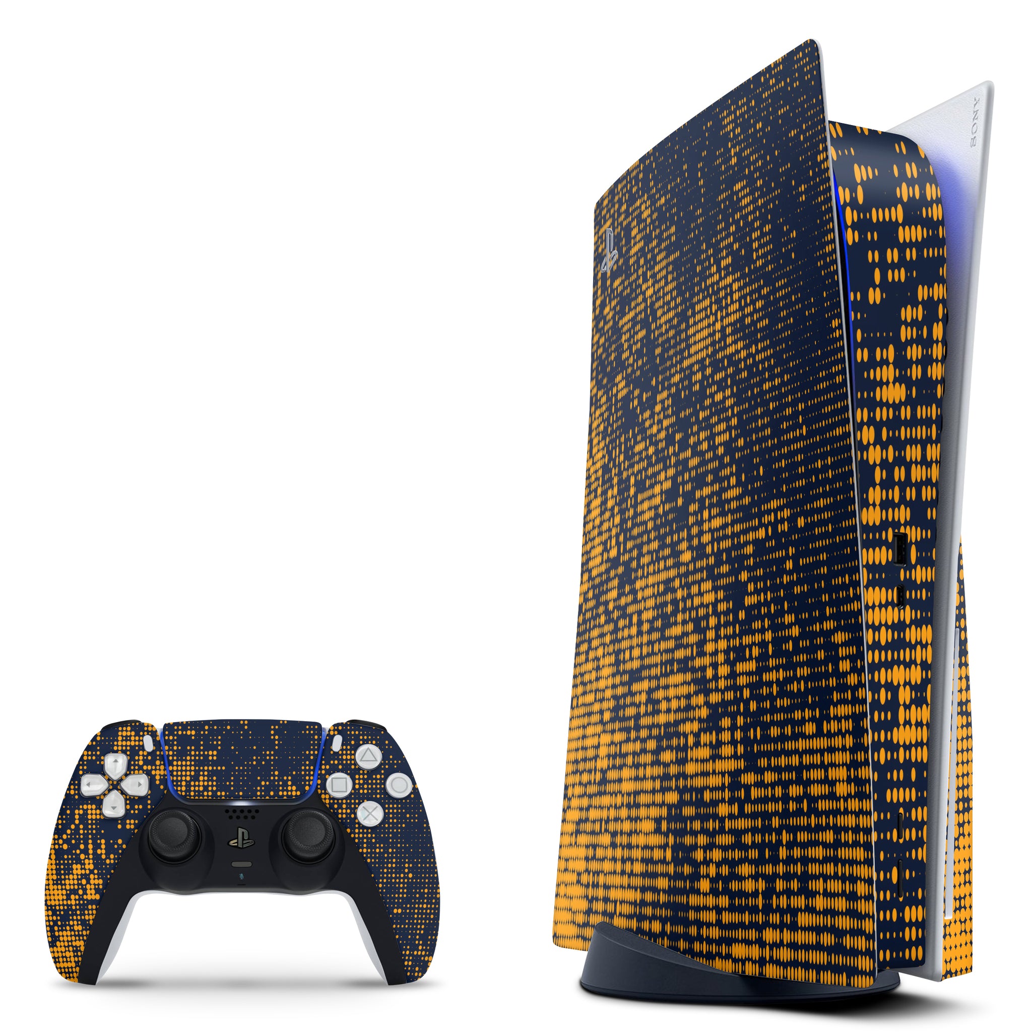 Abstract Orange Black Dots PS5 Disc Edition Skin