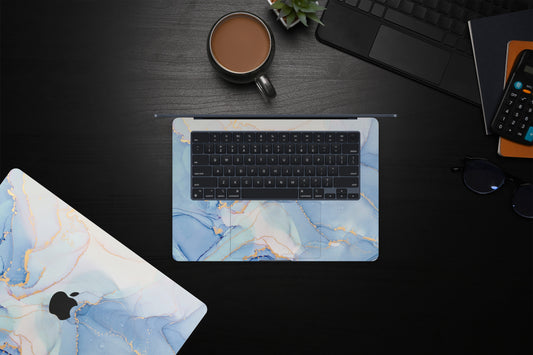 Marble Blue & White MacBook Skin